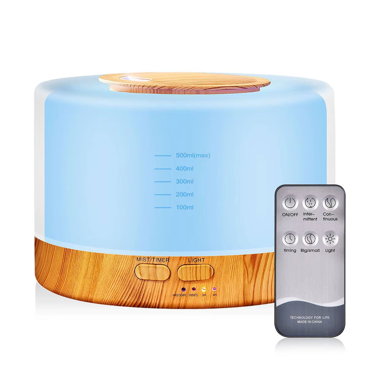 Ultrasonic Cool Mist Humidifier, Aroma Essential Oil Diffuser 7 Color Night Light with Bluetooth Music Speaker, Auto Shut Off