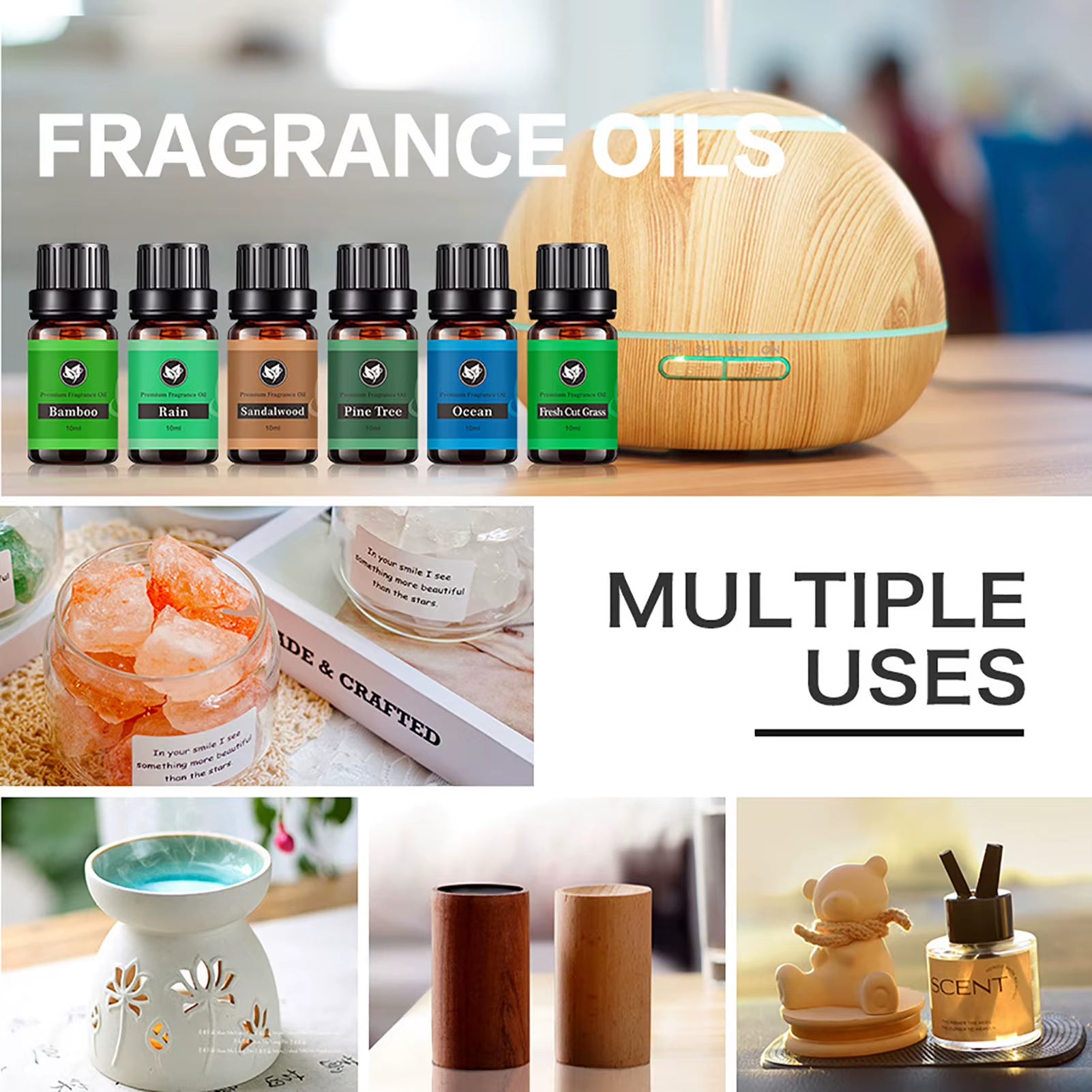 10Ml 6 Bottles Aromatic Plant Fragrance Oil Aromatherapy Diffusers Freshening Air Relieve Stress Essential Oil