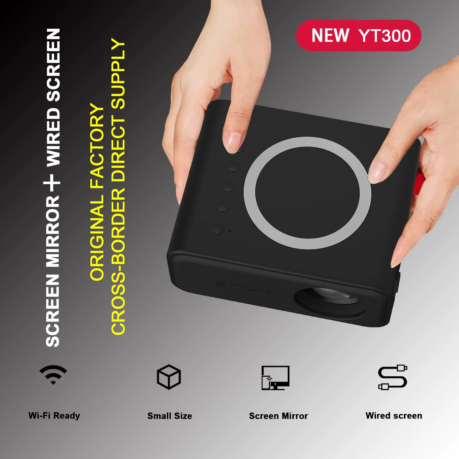 YT300 Projector Mini Portable High Quality Beamer Outdoor Camping Smartphone Wireless Mirroring Supported Home Theater