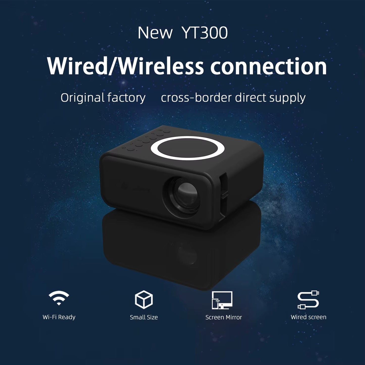 YT300 Projector Mini Portable High Quality Beamer Outdoor Camping Smartphone Wireless Mirroring Supported Home Theater